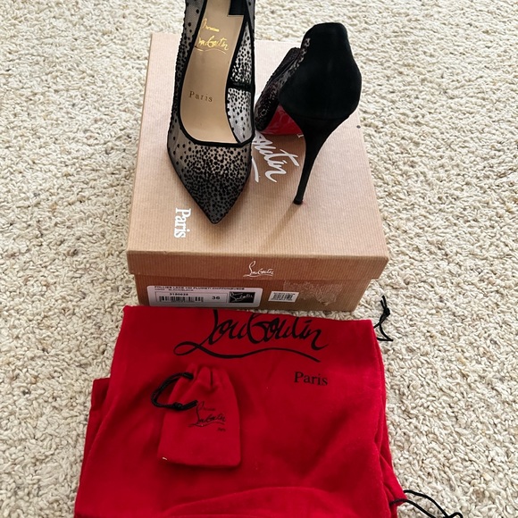 Christian Louboutin black heels with black suede dots - Picture 4 of 5